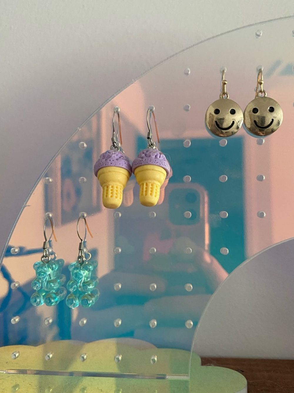 Unique Earring BUNDLE ice cream cone, gummy bears, and smiley face!